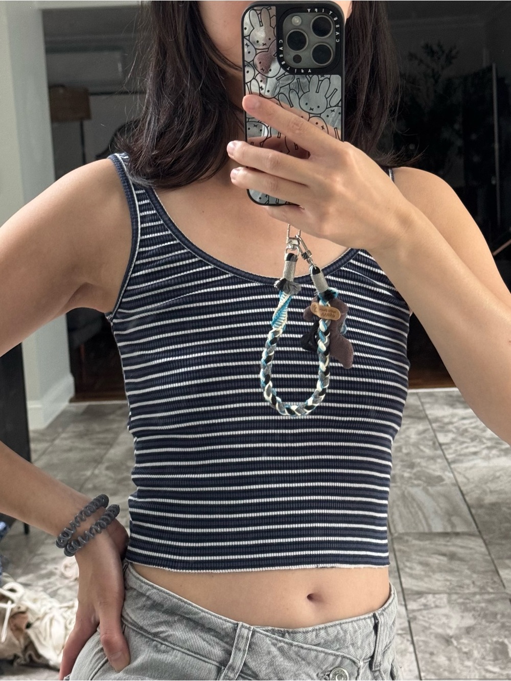 Brandy Melville Navy & White Striped Tank - Picture 4 of 5